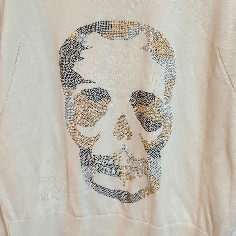 Zadig & Voltaire Miss Camo Skull Embellished Rhinestone Pullover Sweater Medium - Picture 6 of 11